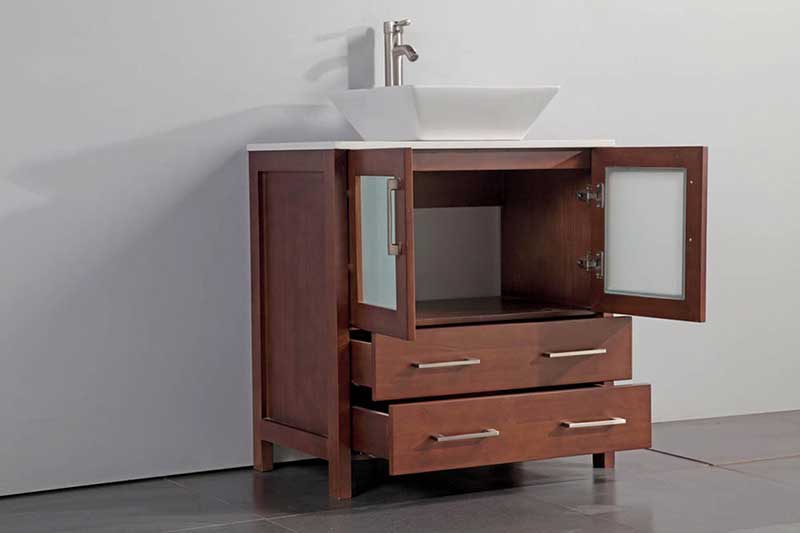 Legion Furniture 24" Solid Wood Sink Vanity With Mirror-No Faucet Cherry 2