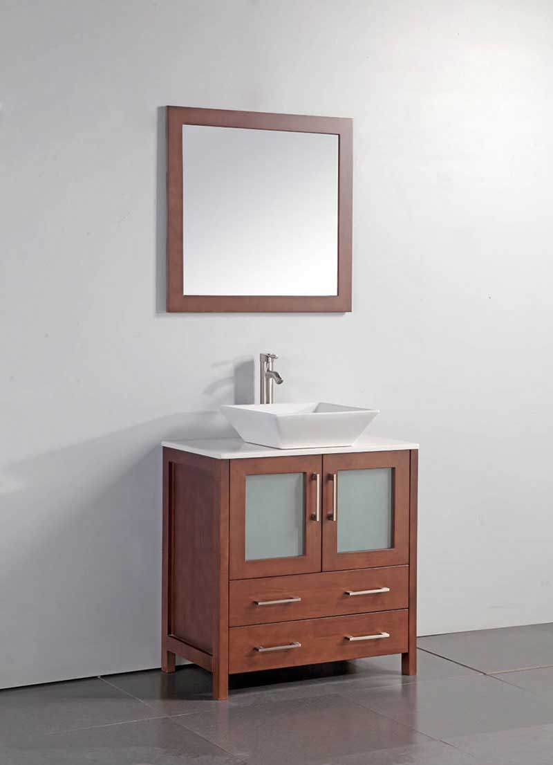 Legion Furniture 30" Solid Wood Sink Vanity With Mirror-No Faucet Cherry