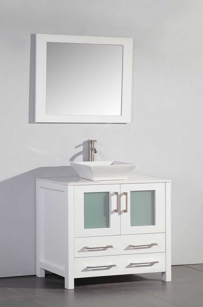 Legion Furniture 36" Solid Wood Sink Vanity With Mirror-No Faucet White