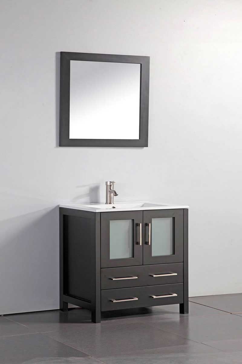 Legion Furniture 30" Solid Wood Sink Vanity With Mirror-No Faucet Espresso