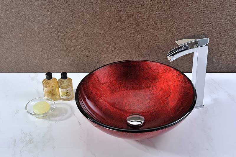 Anzzi Crown Series Deco-Glass Vessel Sink in Lustrous Red 9