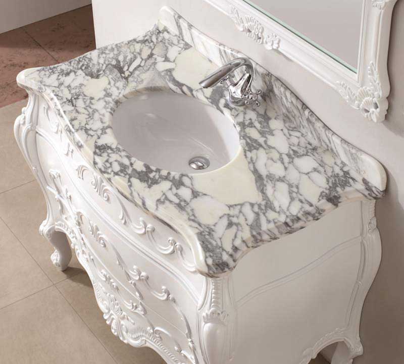 InFurniture 47.2" Solid Wood Sink Vanity With Micro-Crystal Glaze Marble-No Faucet WB19665 3