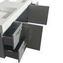 Amare 72" Double Bathroom Vanity in Dove Gray, Green Glass Countertop, Pyra Bone Porcelain Sinks and Medicine Cabinet 3