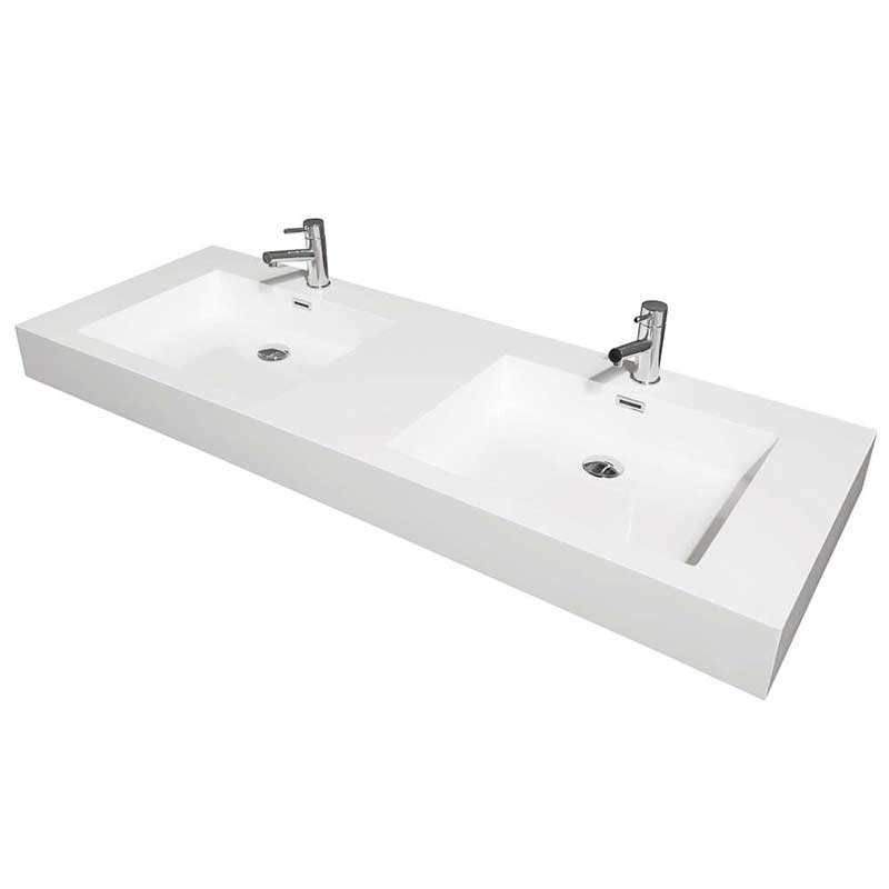 Axa 60" Double Bathroom Vanity in Dove Gray, Acrylic Resin Countertop, Integrated Sinks and 58" Mirror 3