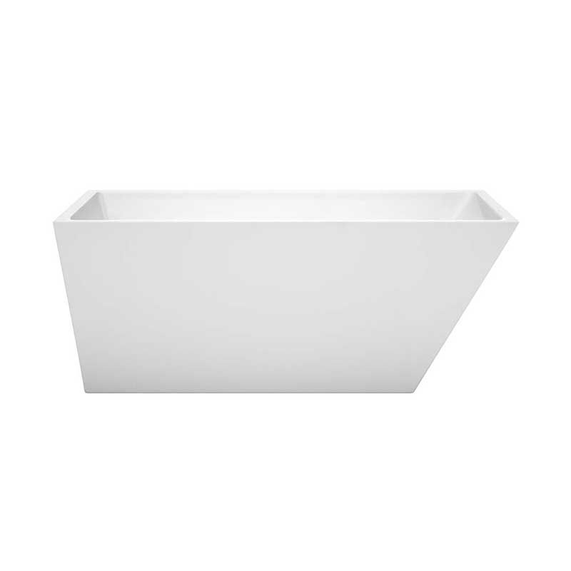 Wyndham Collection Hannah 59 inch Freestanding Bathtub in White with Brushed Nickel Drain and Overflow Trim 4