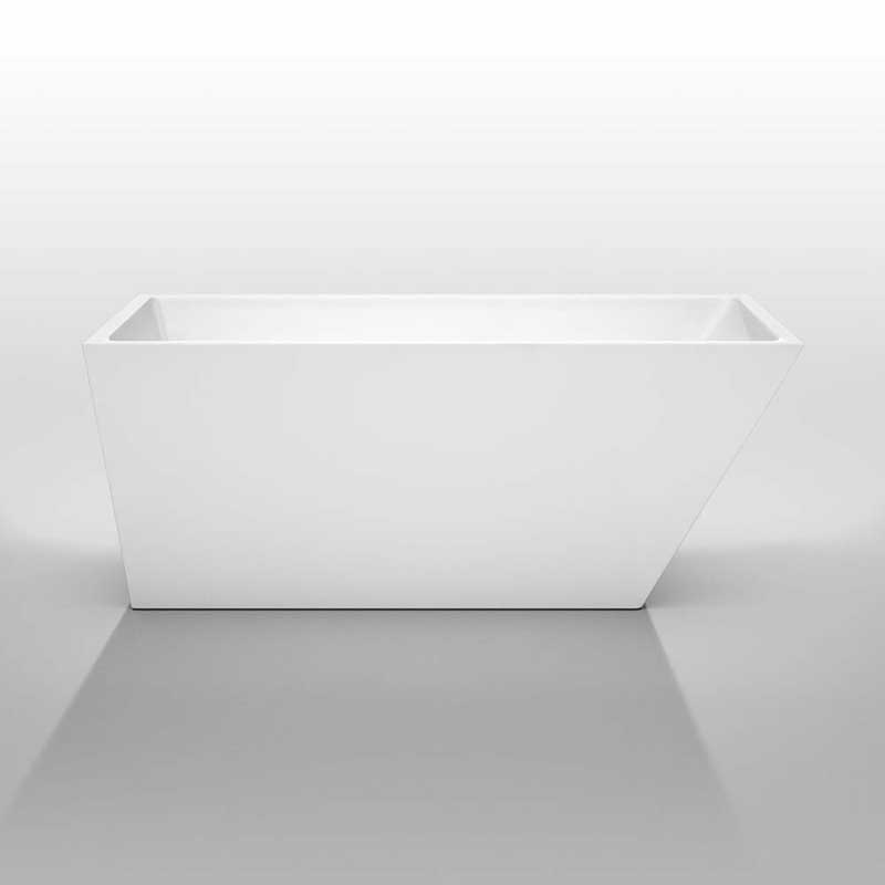 Wyndham Collection Hannah 59 inch Freestanding Bathtub in White with Brushed Nickel Drain and Overflow Trim 3