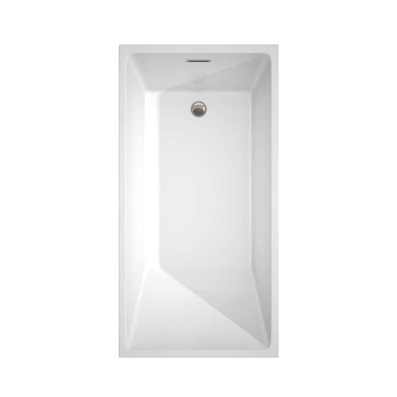 Wyndham Collection Hannah 59 inch Freestanding Bathtub in White with Brushed Nickel Drain and Overflow Trim 8