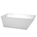 Wyndham Collection Hannah 67 inch Freestanding Bathtub in White with Brushed Nickel Drain and Overflow Trim