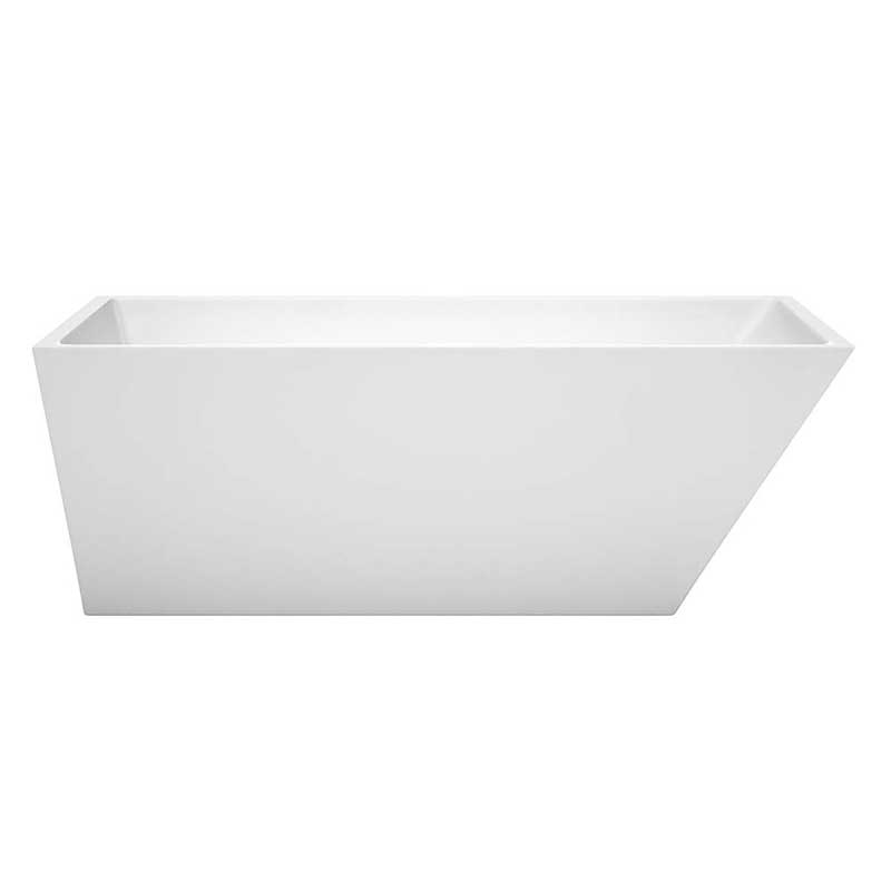 Wyndham Collection Hannah 67 inch Freestanding Bathtub in White with Brushed Nickel Drain and Overflow Trim 4