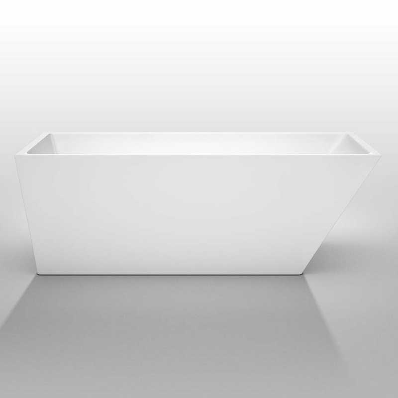Wyndham Collection Hannah 67 inch Freestanding Bathtub in White with Brushed Nickel Drain and Overflow Trim 3