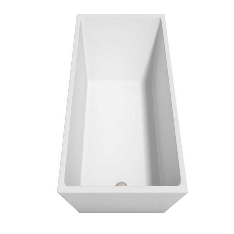 Wyndham Collection Hannah 67 inch Freestanding Bathtub in White with Floor Mounted Faucet, Drain and Overflow Trim in Brushed Nickel 6