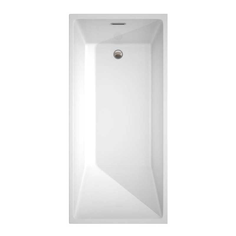 Wyndham Collection Hannah 67 inch Freestanding Bathtub in White with Brushed Nickel Drain and Overflow Trim 8