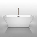 Wyndham Collection Tiffany 59 inch Freestanding Bathtub in White with Floor Mounted Faucet, Drain and Overflow Trim in Brushed Nickel 3