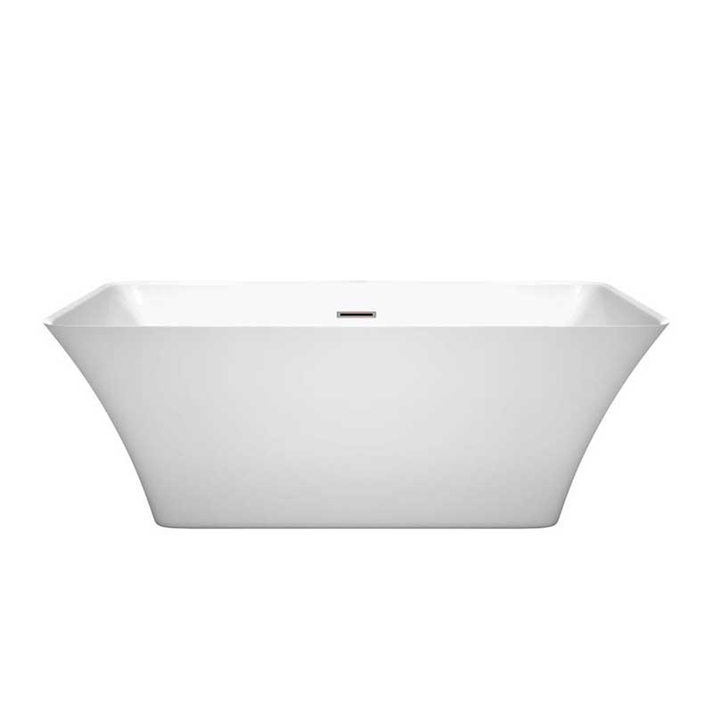 Wyndham Collection Tiffany 59 inch Freestanding Bathtub in White with Brushed Nickel Drain and Overflow Trim 4