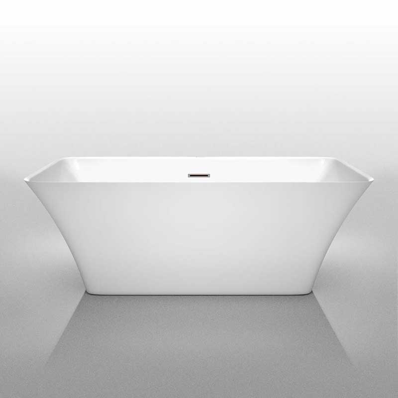 Wyndham Collection Tiffany 59 inch Freestanding Bathtub in White with Brushed Nickel Drain and Overflow Trim 3