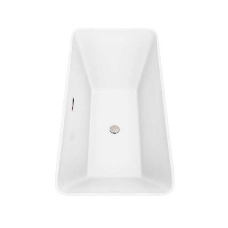 Wyndham Collection Tiffany 59 inch Freestanding Bathtub in White with Brushed Nickel Drain and Overflow Trim 6