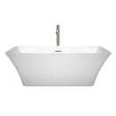 Wyndham Collection Tiffany 67 inch Freestanding Bathtub in White with Floor Mounted Faucet, Drain and Overflow Trim in Brushed Nickel 4