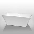 Wyndham Collection Tiffany 67 inch Freestanding Bathtub in White with Brushed Nickel Drain and Overflow Trim 2