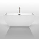 Wyndham Collection Rachel 59 inch Freestanding Bathtub in White with Floor Mounted Faucet, Drain and Overflow Trim in Brushed Nickel 3
