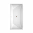 Wyndham Collection Rachel 59 inch Freestanding Bathtub in White with Floor Mounted Faucet, Drain and Overflow Trim in Brushed Nickel 8