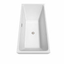Wyndham Collection Rachel 67 inch Freestanding Bathtub in White with Brushed Nickel Drain and Overflow Trim 6