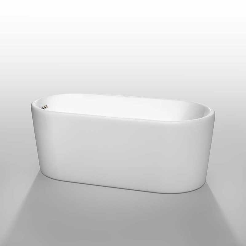 Wyndham Collection Ursula 59 inch Freestanding Bathtub in White with Brushed Nickel Drain and Overflow Trim 2