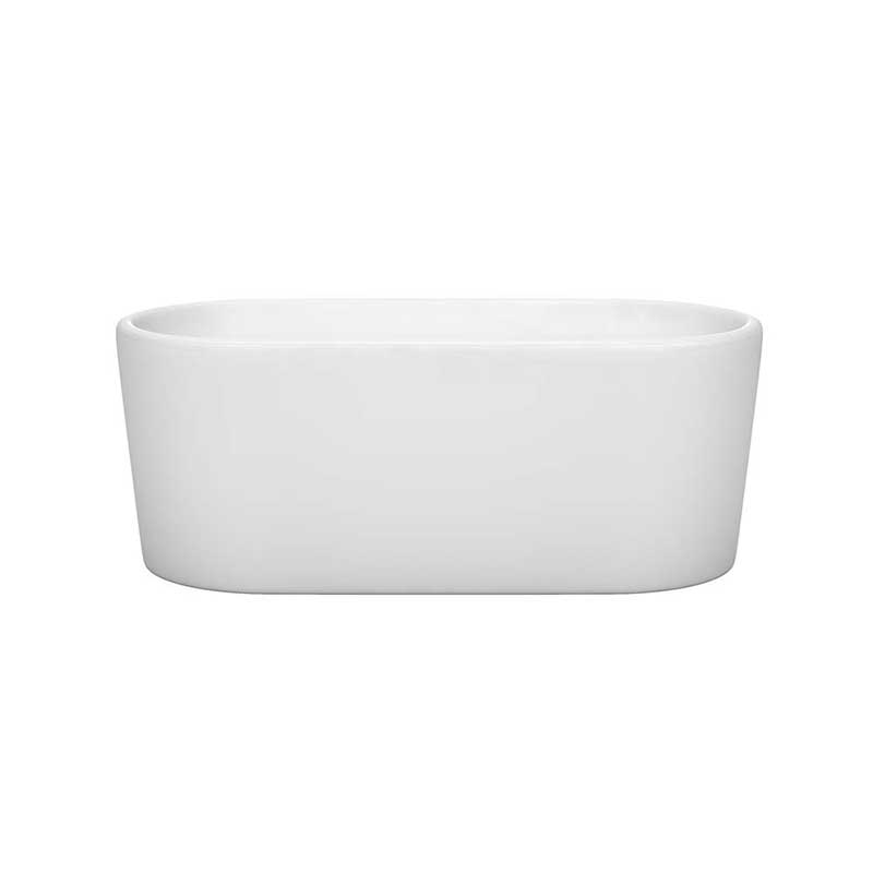 Wyndham Collection Ursula 59 inch Freestanding Bathtub in White with Brushed Nickel Drain and Overflow Trim 4
