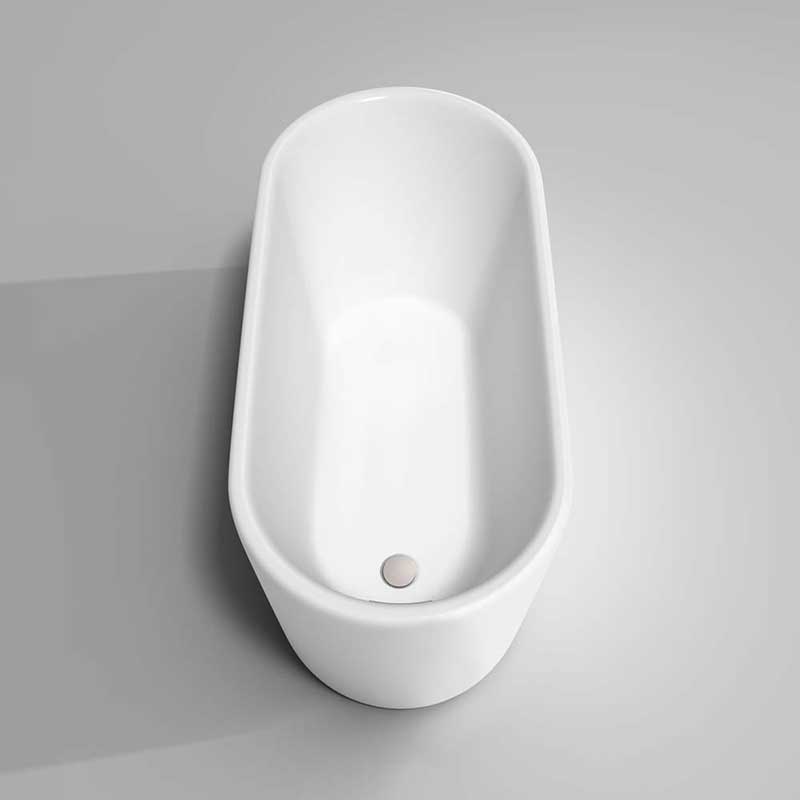 Wyndham Collection Ursula 59 inch Freestanding Bathtub in White with Brushed Nickel Drain and Overflow Trim 5