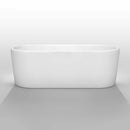 Wyndham Collection Ursula 67 inch Freestanding Bathtub in White with Brushed Nickel Drain and Overflow Trim 3
