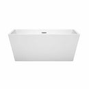 Wyndham Collection Sara 59 inch Freestanding Bathtub in White with Brushed Nickel Drain and Overflow Trim 4