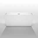 Wyndham Collection Sara 59 inch Freestanding Bathtub in White with Brushed Nickel Drain and Overflow Trim 3