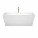 Wyndham Collection Sara 63 inch Freestanding Bathtub in White with Floor Mounted Faucet, Drain and Overflow Trim in Brushed Nickel 4