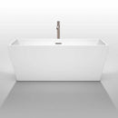 Wyndham Collection Sara 63 inch Freestanding Bathtub in White with Floor Mounted Faucet, Drain and Overflow Trim in Brushed Nickel 3
