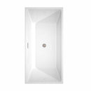 Wyndham Collection Sara 63 inch Freestanding Bathtub in White with Floor Mounted Faucet, Drain and Overflow Trim in Brushed Nickel 8