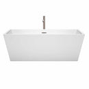 Wyndham Collection Sara 67 inch Freestanding Bathtub in White with Floor Mounted Faucet, Drain and Overflow Trim in Brushed Nickel 4
