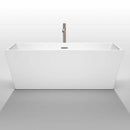 Wyndham Collection Sara 67 inch Freestanding Bathtub in White with Floor Mounted Faucet, Drain and Overflow Trim in Brushed Nickel 3