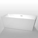 Wyndham Collection Sara 67 inch Freestanding Bathtub in White with Brushed Nickel Drain and Overflow Trim 2