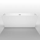 Wyndham Collection Sara 67 inch Freestanding Bathtub in White with Brushed Nickel Drain and Overflow Trim 3