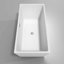 Wyndham Collection Sara 67 inch Freestanding Bathtub in White with Brushed Nickel Drain and Overflow Trim 5