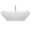 Wyndham Collection Maryam 71 inch Freestanding Bathtub in White with Floor Mounted Faucet, Drain and Overflow Trim in Brushed Nickel 4