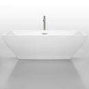 Wyndham Collection Maryam 71 inch Freestanding Bathtub in White with Floor Mounted Faucet, Drain and Overflow Trim in Brushed Nickel 3