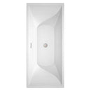 Wyndham Collection Maryam 71 inch Freestanding Bathtub in White with Floor Mounted Faucet, Drain and Overflow Trim in Brushed Nickel 8