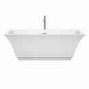 Wyndham Collection Galina 67 inch Freestanding Bathtub in White with Floor Mounted Faucet, Drain and Overflow Trim in Brushed Nickel 4