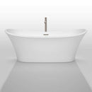 Wyndham Collection Bolera 71 inch Freestanding Bathtub in White with Floor Mounted Faucet, Drain and Overflow Trim in Brushed Nickel 3