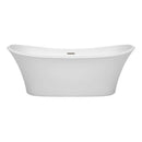 Wyndham Collection Bolera 71 inch Freestanding Bathtub in White with Brushed Nickel Drain and Overflow Trim 4