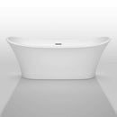 Wyndham Collection Bolera 71 inch Freestanding Bathtub in White with Brushed Nickel Drain and Overflow Trim 3
