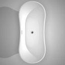 Wyndham Collection Bolera 71 inch Freestanding Bathtub in White with Brushed Nickel Drain and Overflow Trim 7