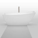 Wyndham Collection Antigua 67 inch Freestanding Bathtub in White with Floor Mounted Faucet, Drain and Overflow Trim in Brushed Nickel 3