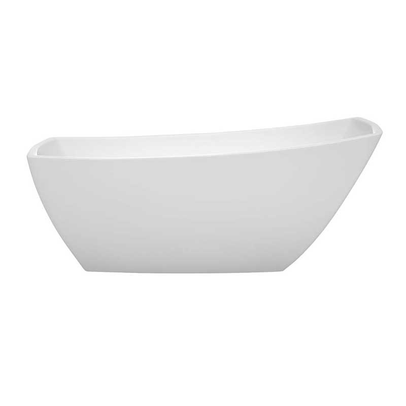 Wyndham Collection Antigua 67 inch Freestanding Bathtub in White with Brushed Nickel Drain and Overflow Trim 4