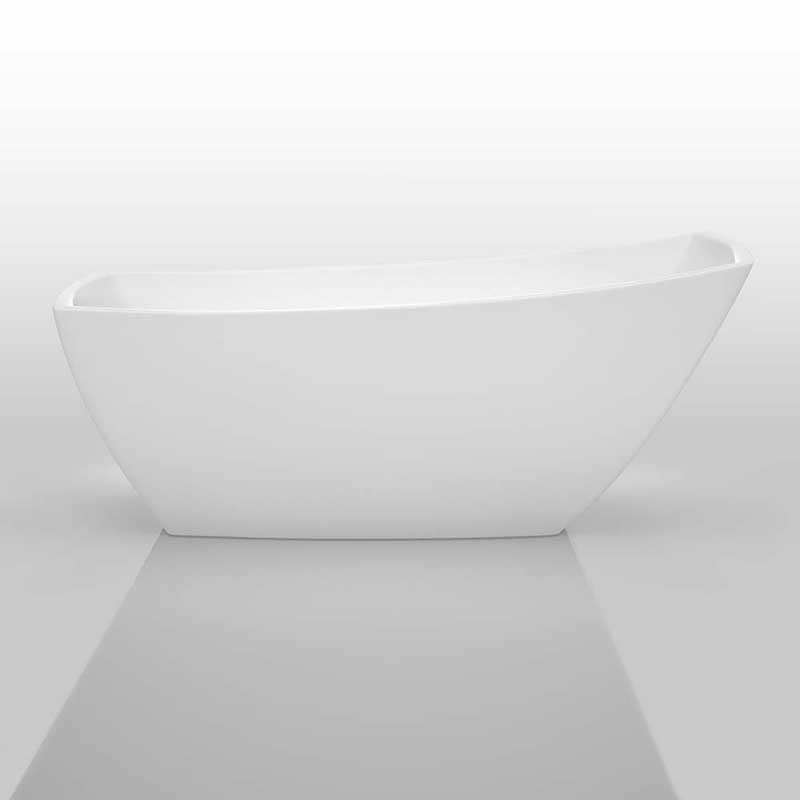 Wyndham Collection Antigua 67 inch Freestanding Bathtub in White with Brushed Nickel Drain and Overflow Trim 3
